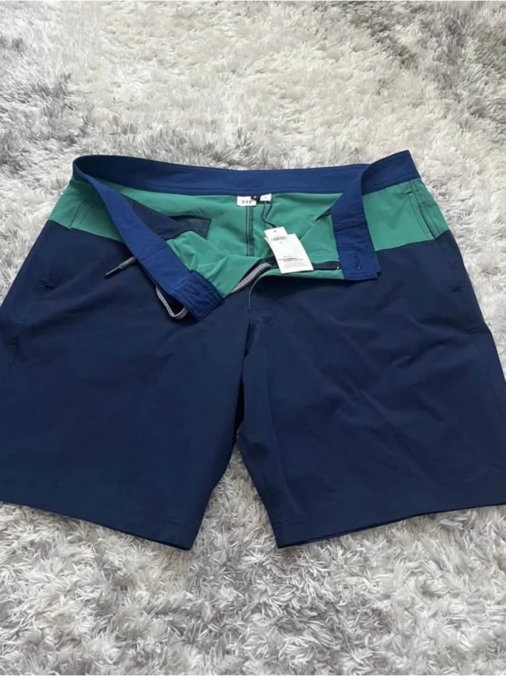 GAP Navy Swim Trunks with Green Waistband
